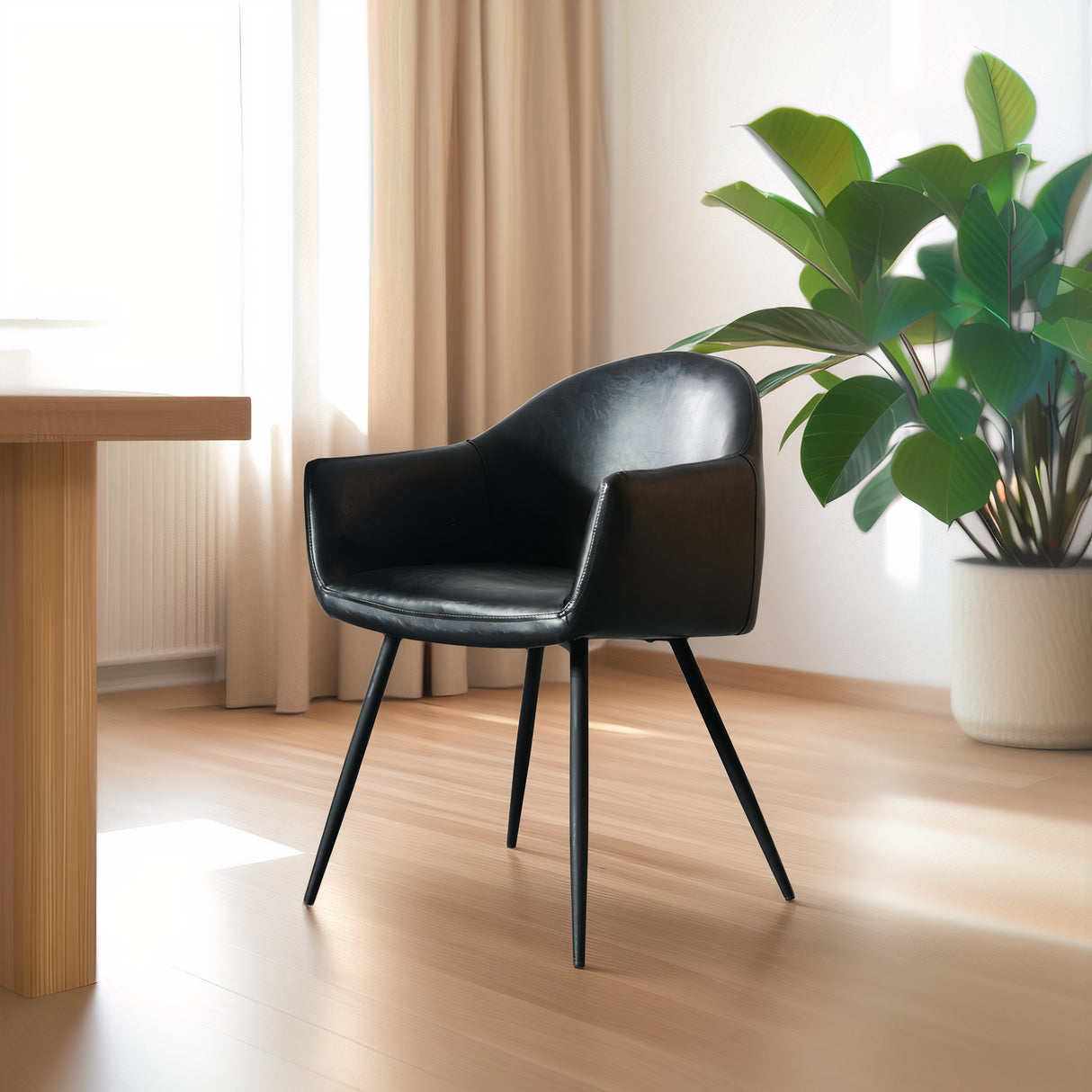 ROMA Leather Armchair, Black