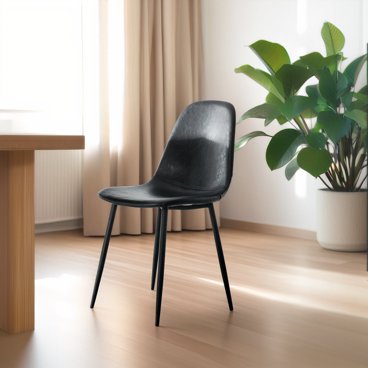 ROMA Leather Chair, Black