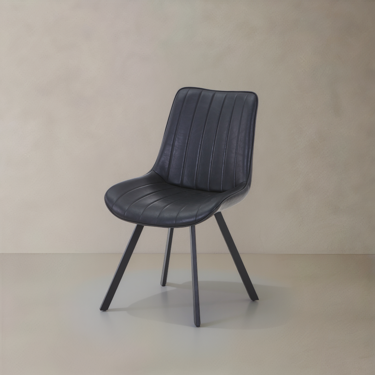 CASSIA Leather Chair with Square Legs, Black