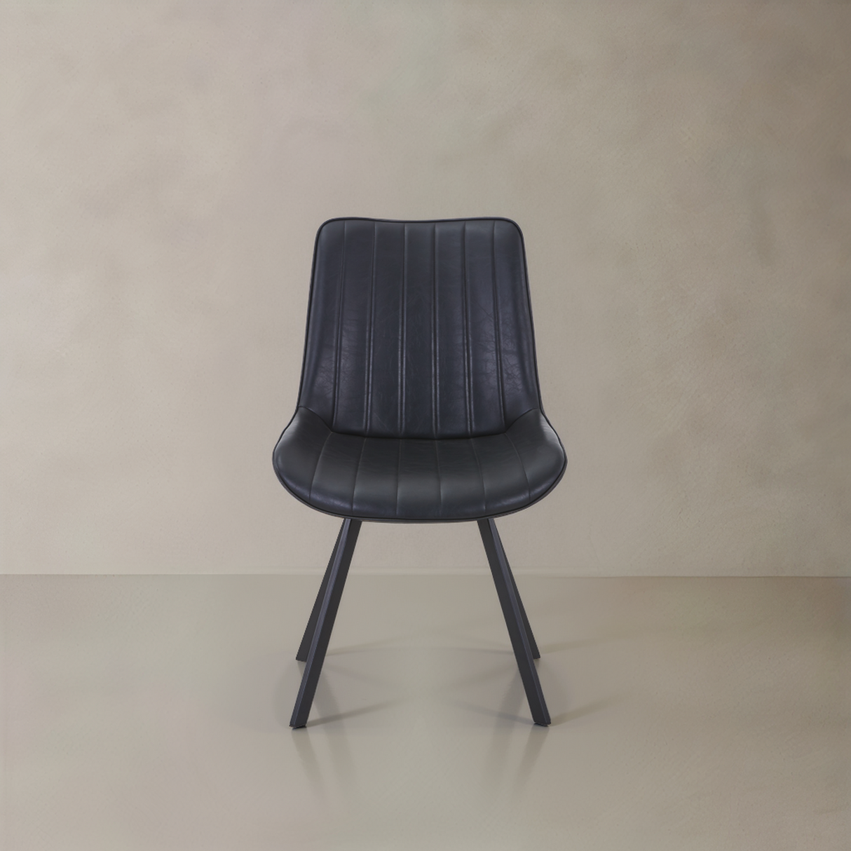 CASSIA Leather Chair with Square Legs, Black