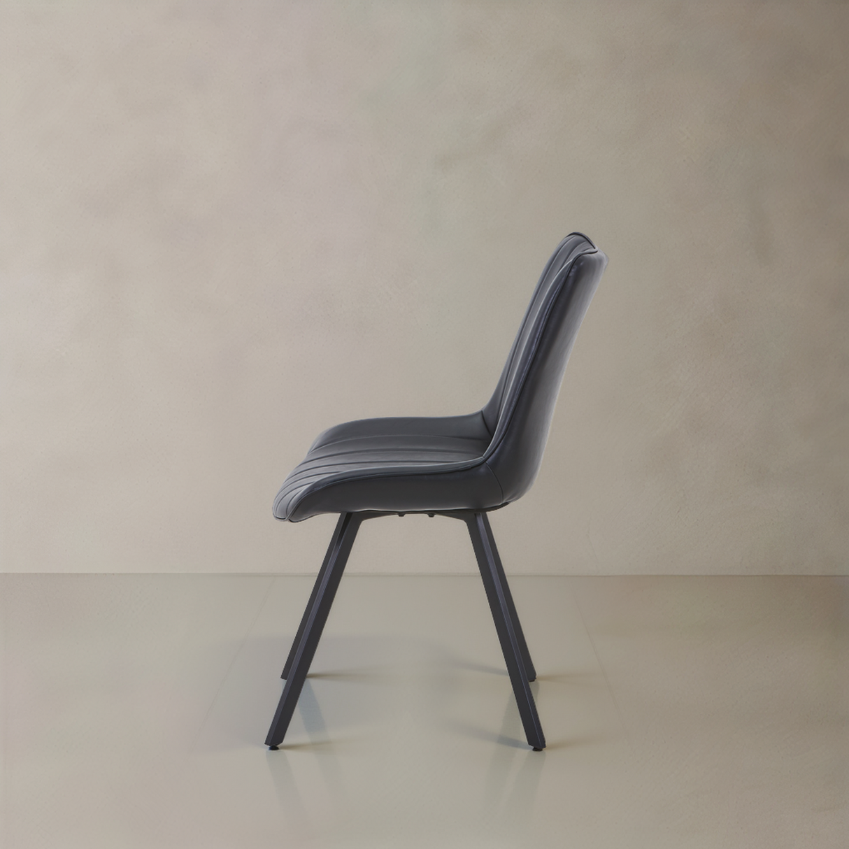 CASSIA Leather Chair with Square Legs, Black