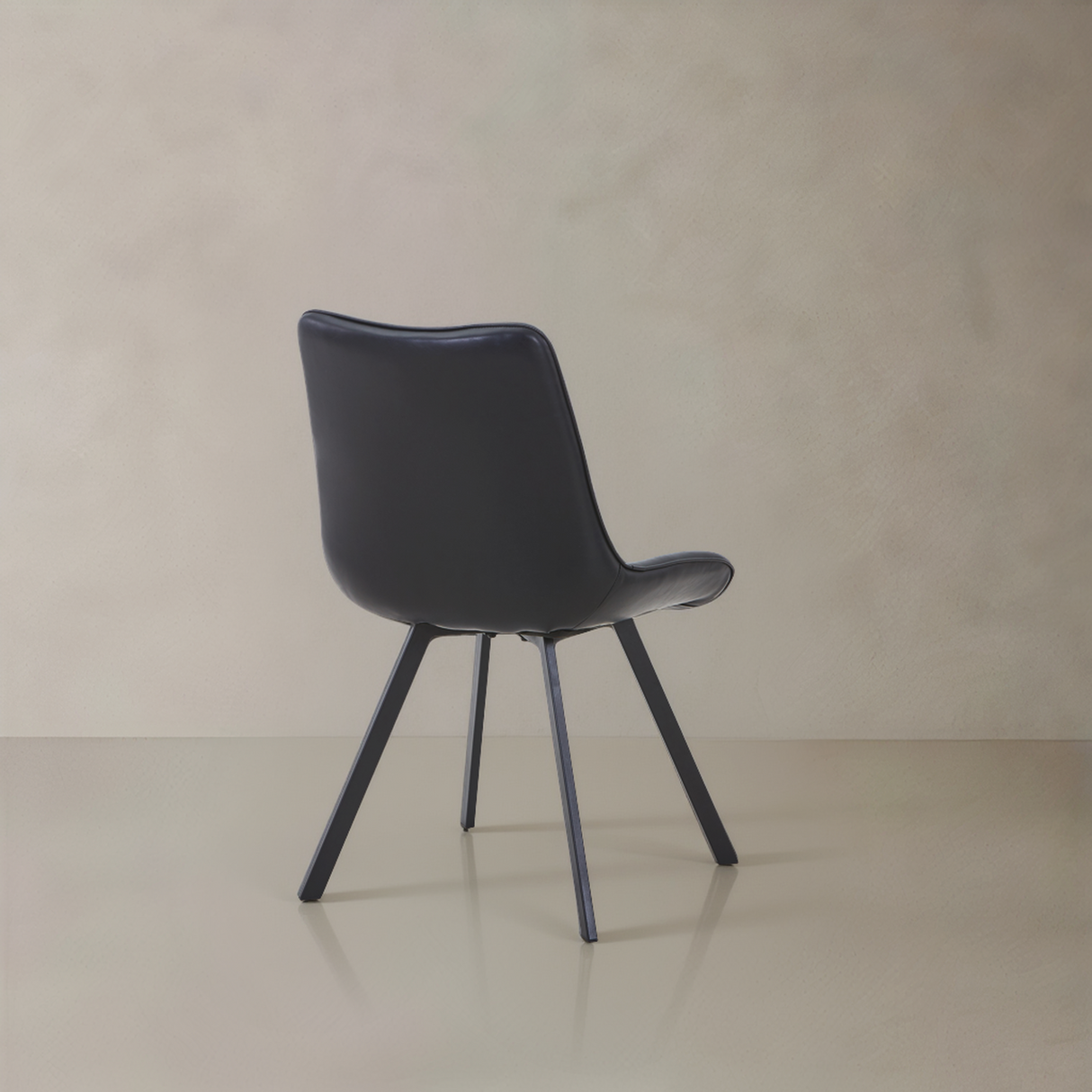 CASSIA Leather Chair with Square Legs, Black