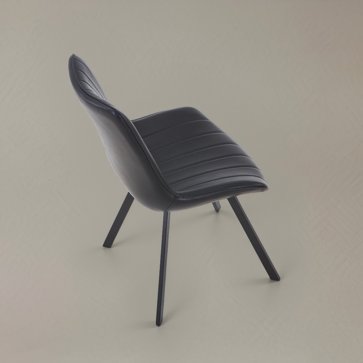 CASSIA Leather Chair with Square Legs, Black
