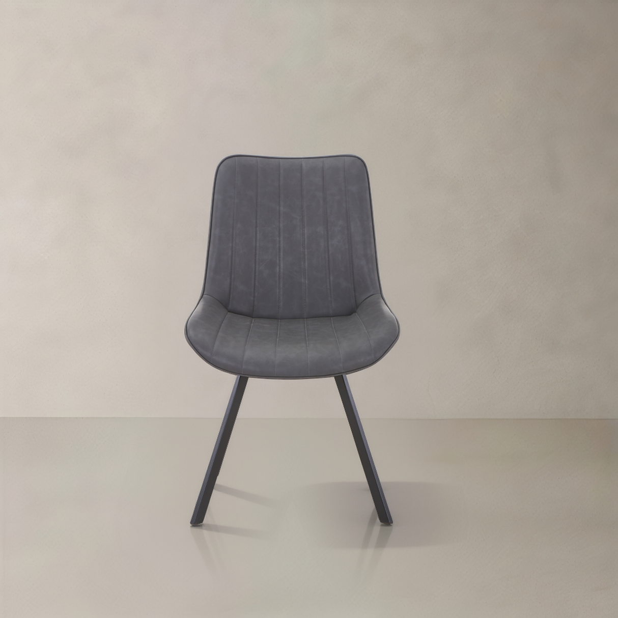 CASSIA Leather Chair with Square Legs, Dark Grey