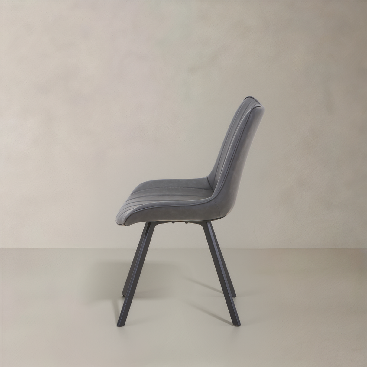 CASSIA Leather Chair with Square Legs, Dark Grey