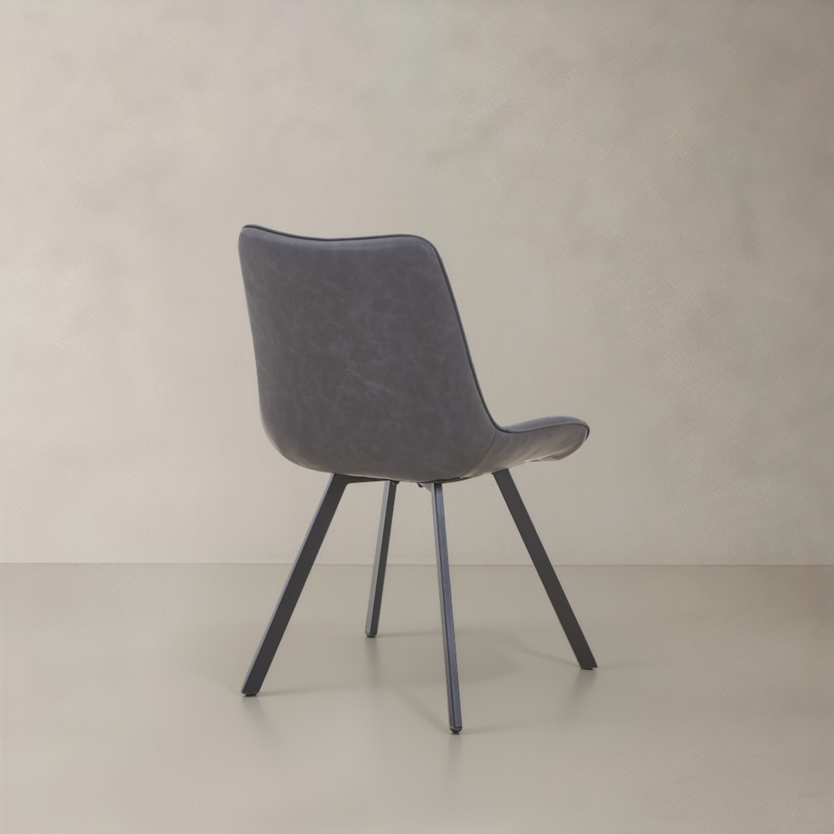 CASSIA Leather Chair with Square Legs, Dark Grey