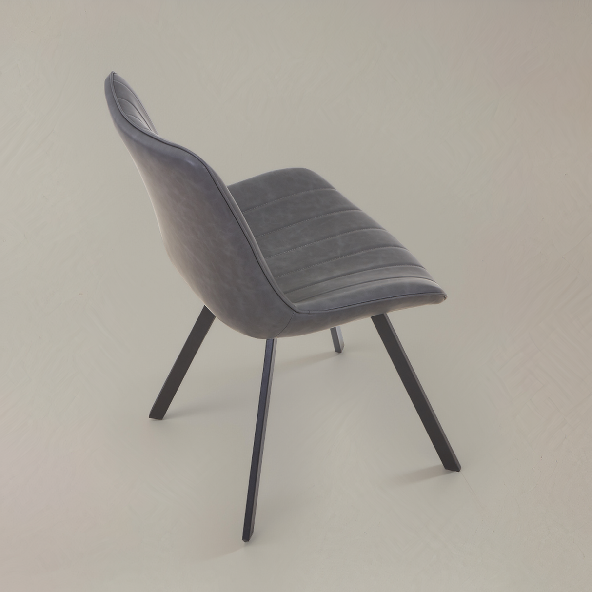CASSIA Leather Chair with Square Legs, Dark Grey