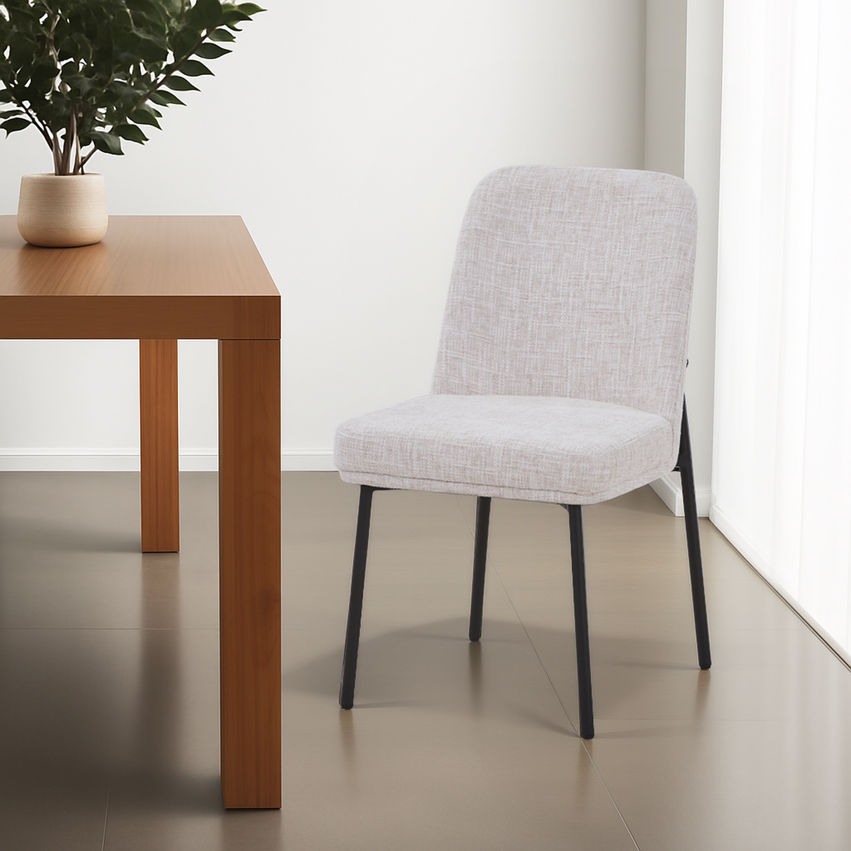 OLIVIA Fabric Dining Chair, Cream