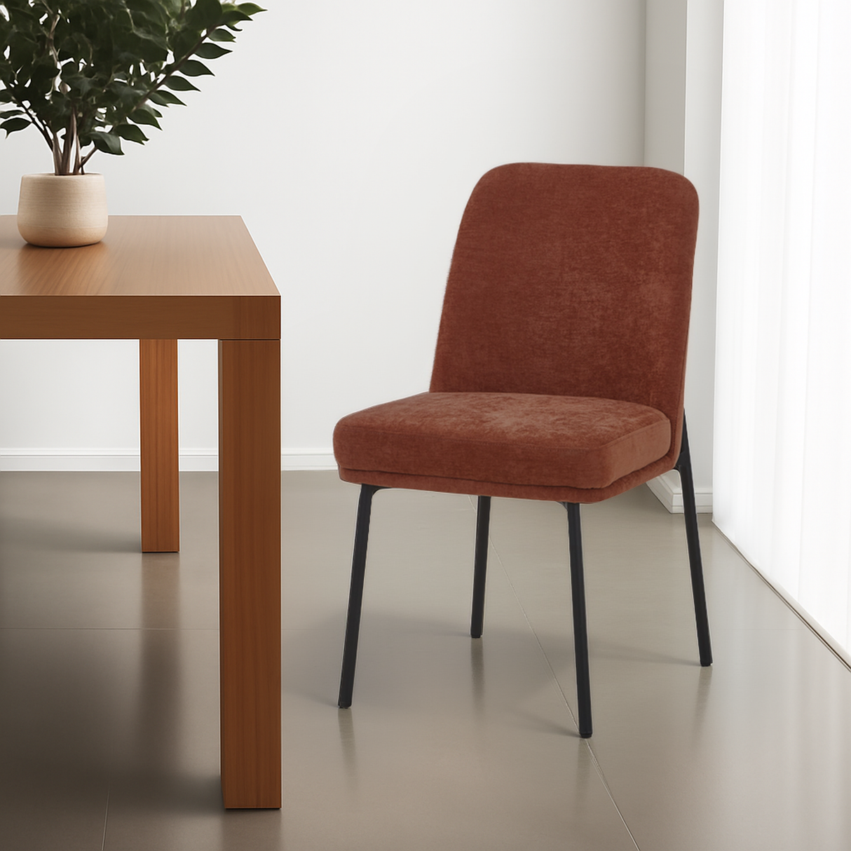 OLIVIA Fabric Dining Chair, Burnt Orange