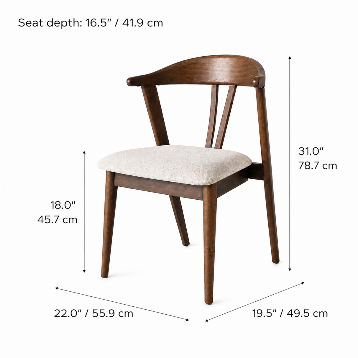 Eliza Solid Wood Dining Chair - Walnut and Heathered Ivory
