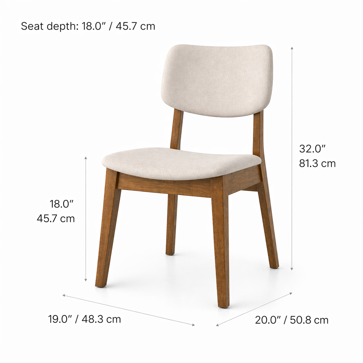CLARA Solid Wood Dining Chair, Beige