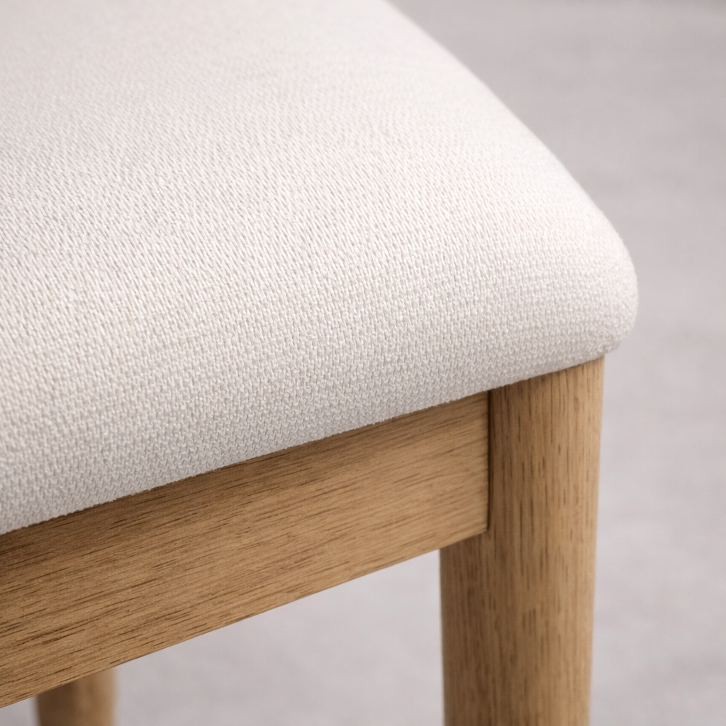 APRIL Chaise de salle à manger en bois massif, crème