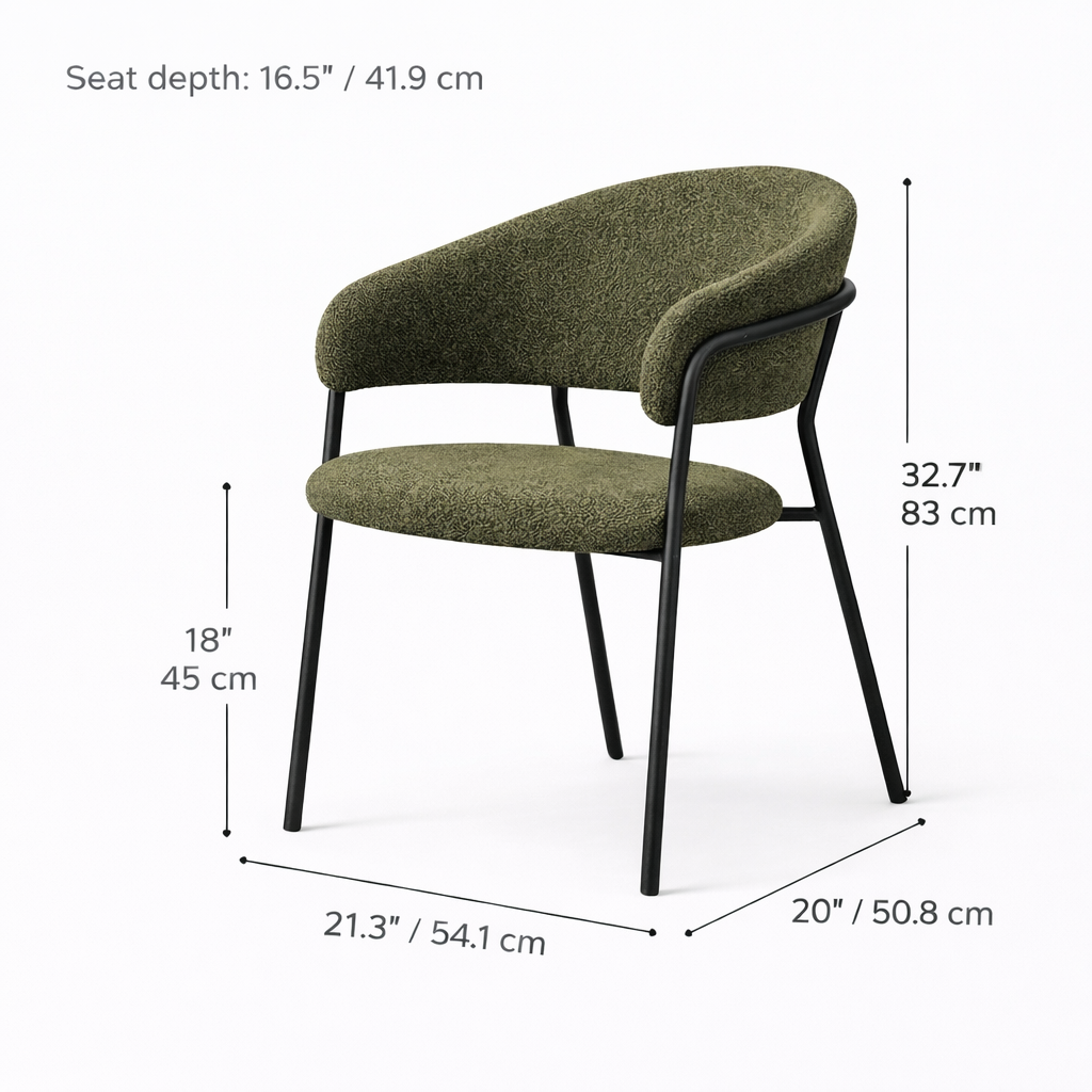 Chaise de salle à manger en tissu bouclé Geneva - Vert olive