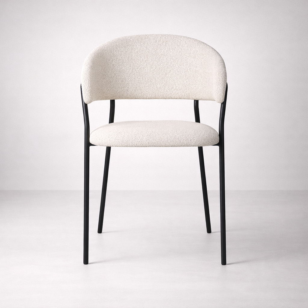 Geneva Bouclé Fabric Dining Chair - Ivory