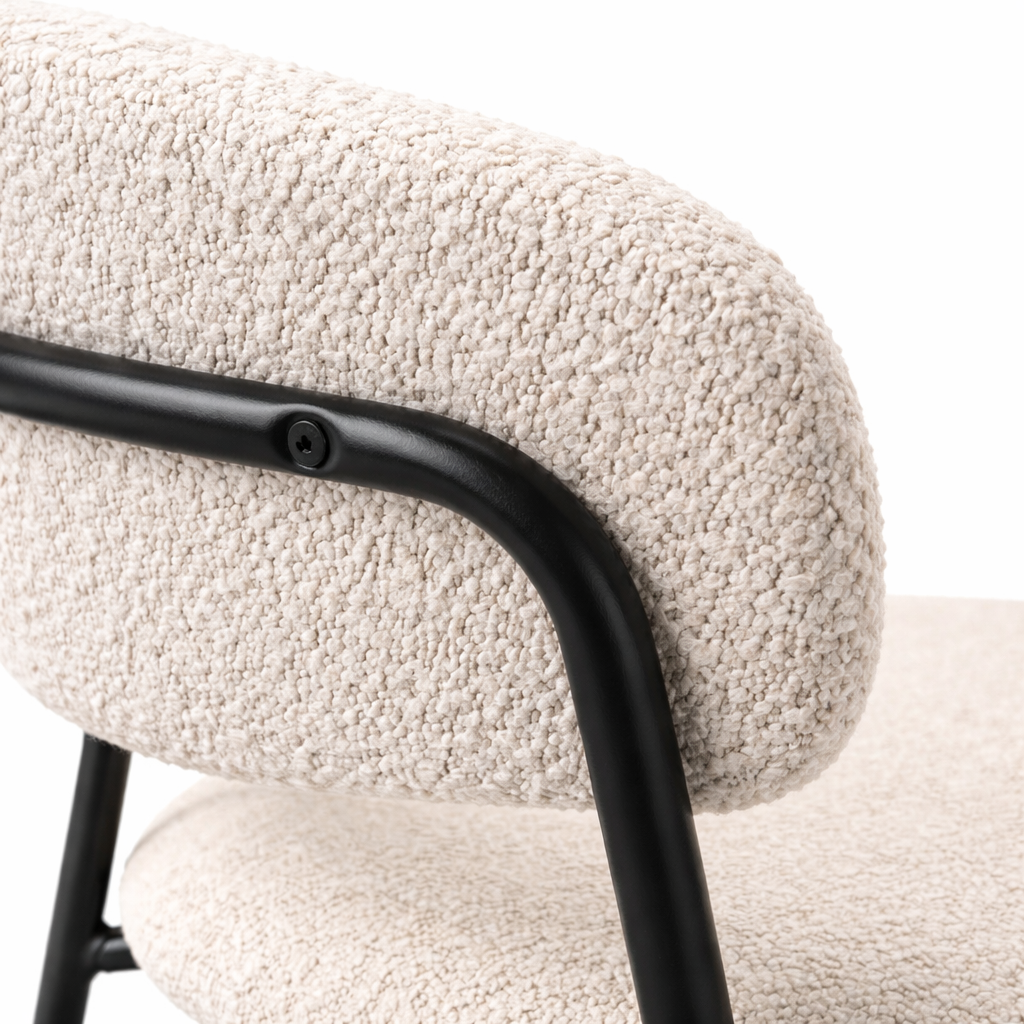 Geneva Bouclé Fabric Dining Chair - Ivory