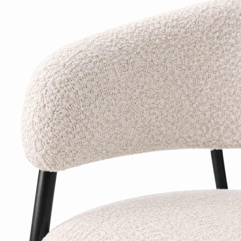 Geneva Bouclé Fabric Dining Chair - Ivory