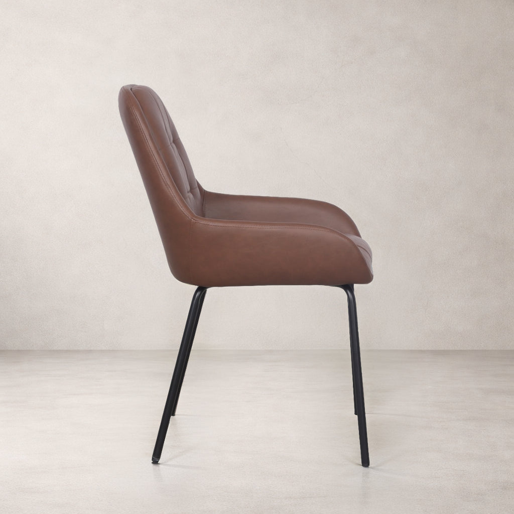 Chaise de salle à manger en cuir Petra - Marron