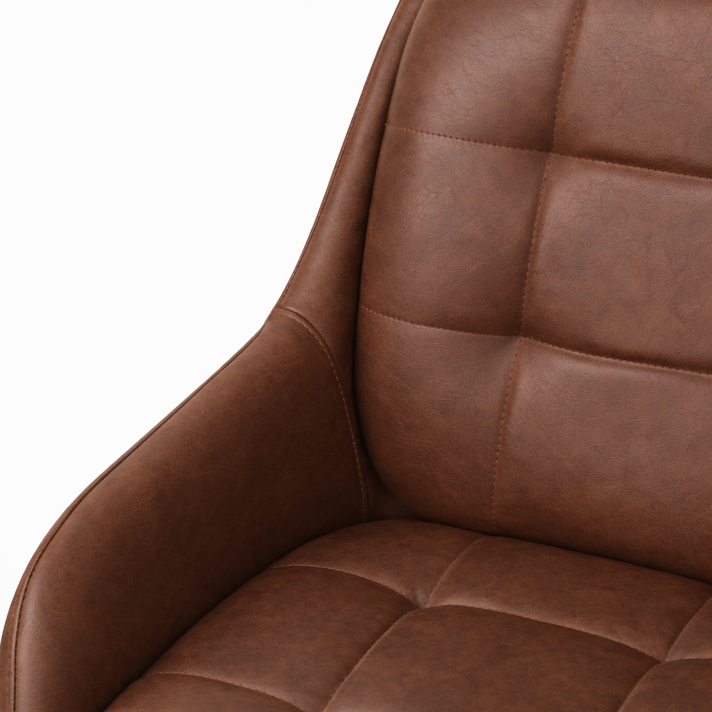 Chaise de salle à manger en cuir Petra - Marron