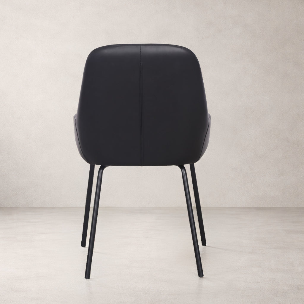 Petra Leather Dining Chair - Black
