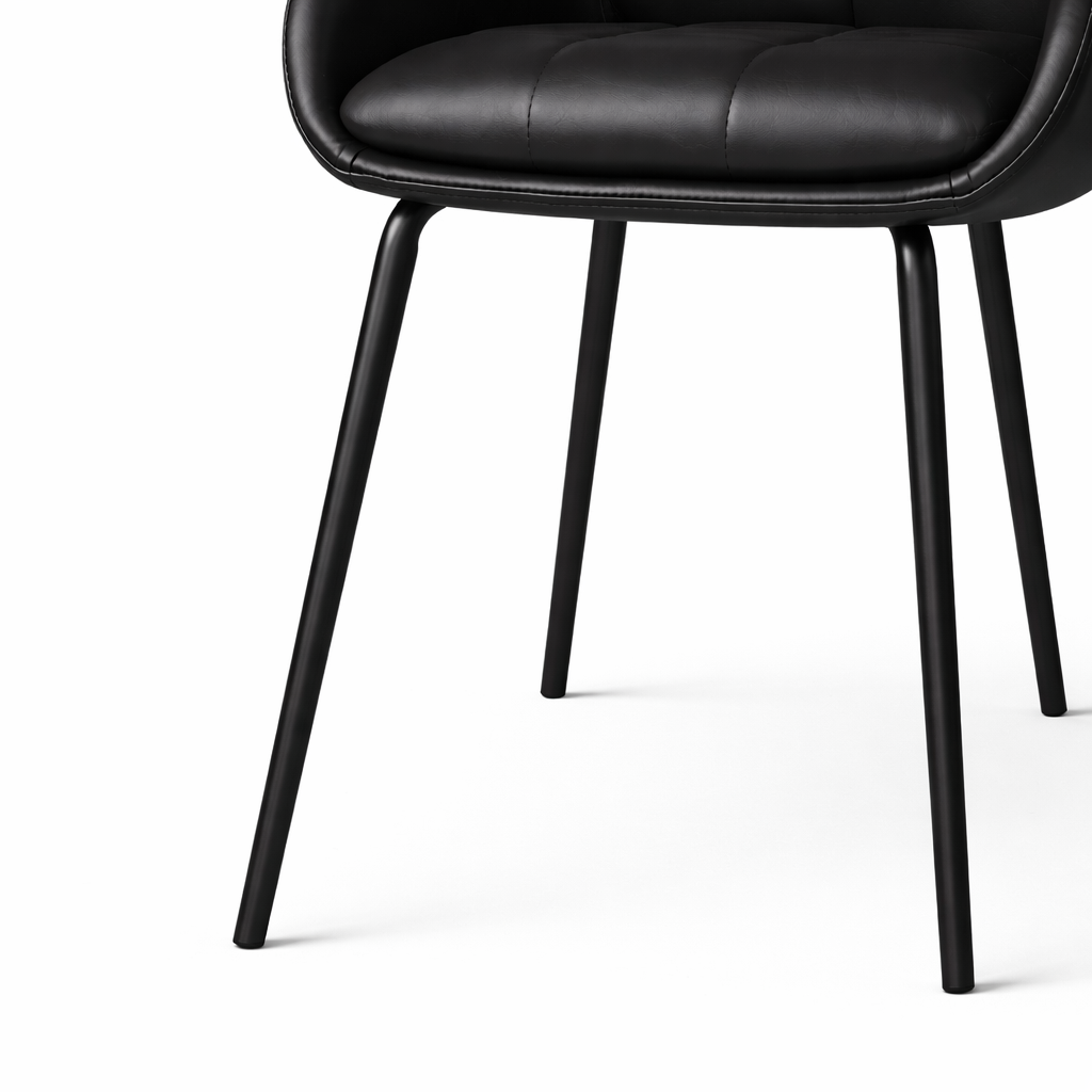 Petra Leather Dining Chair - Black