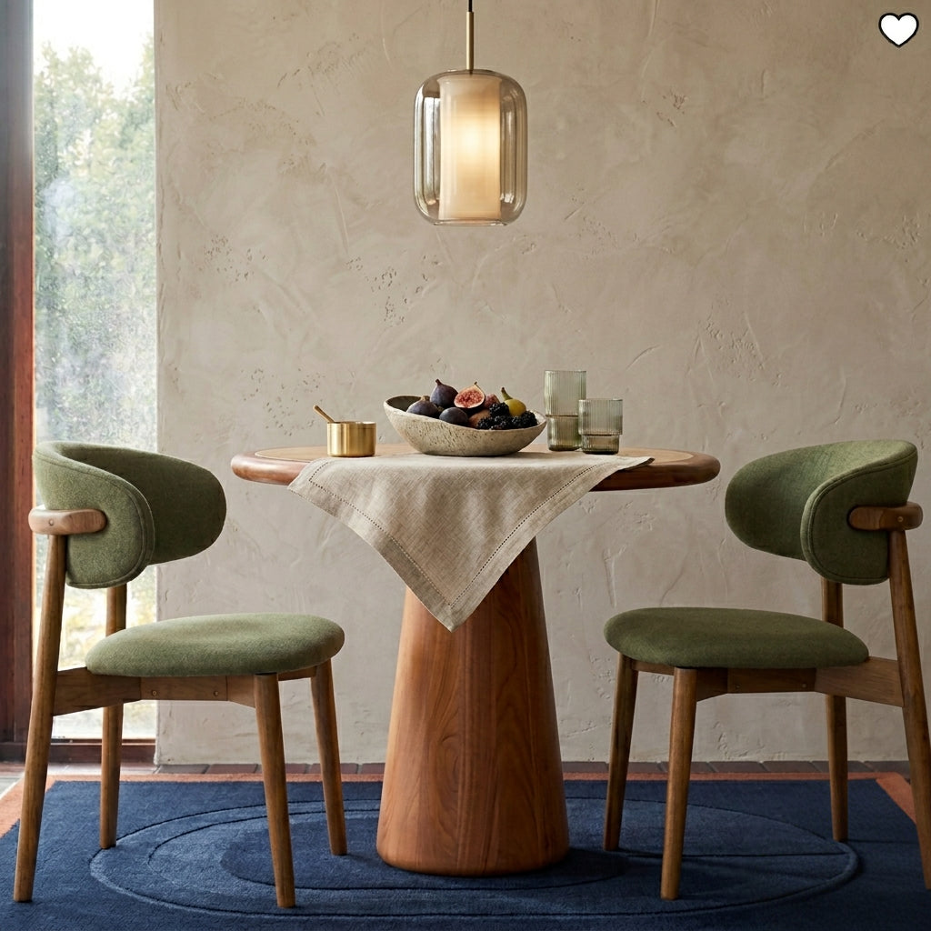 Blush Solid Wood Dining Chair - Smoked Oak and Moss Green
