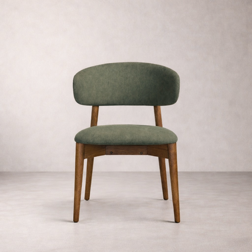 Blush Solid Wood Dining Chair - Smoked Oak and Moss Green