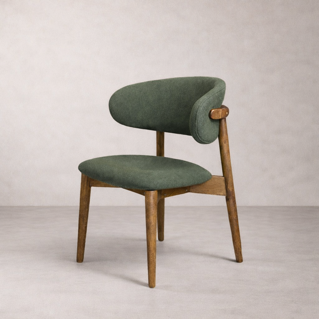 Blush Solid Wood Dining Chair - Smoked Oak and Moss Green