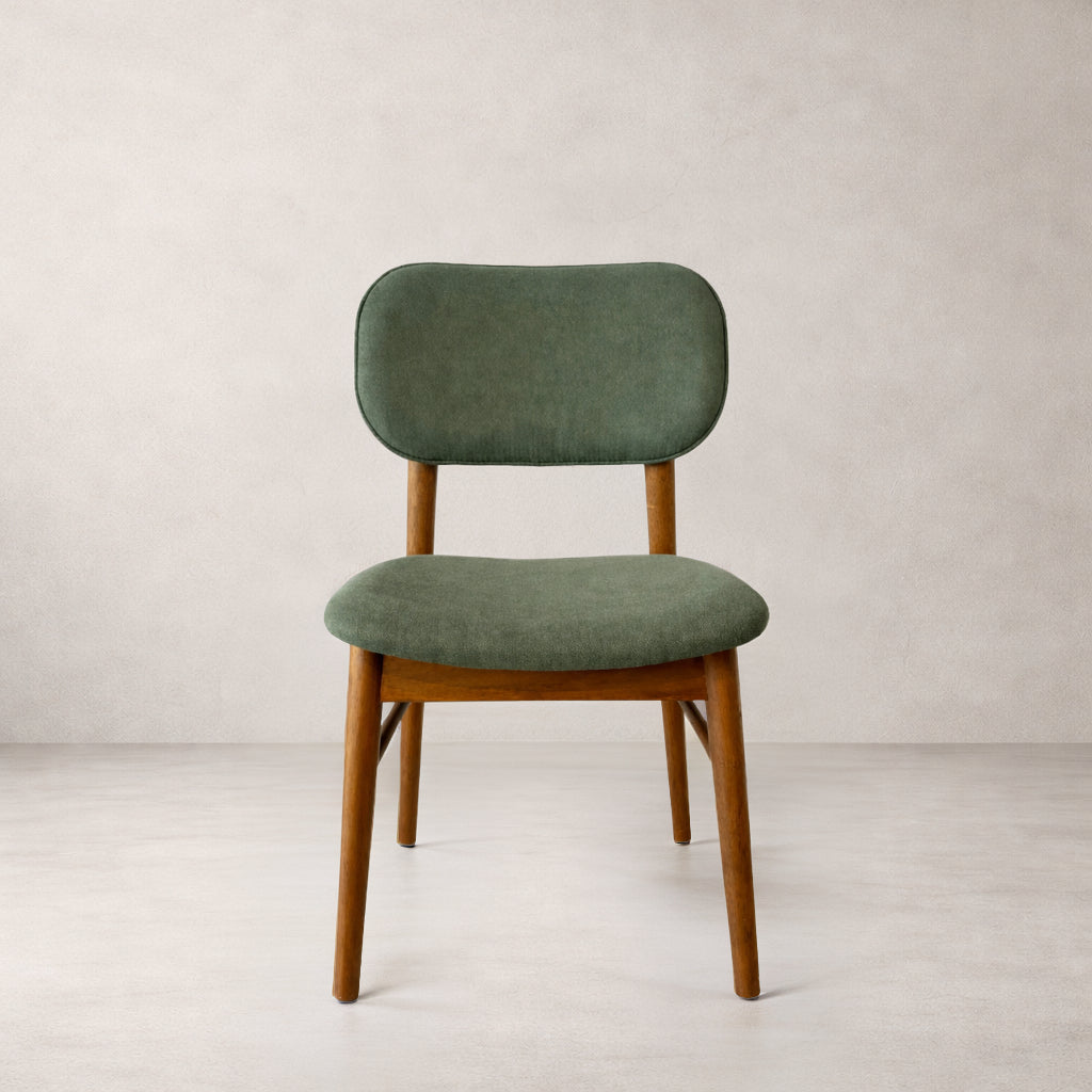 Ivy Solid Wood Dining Chair - Smoked Oak and Moss Green
