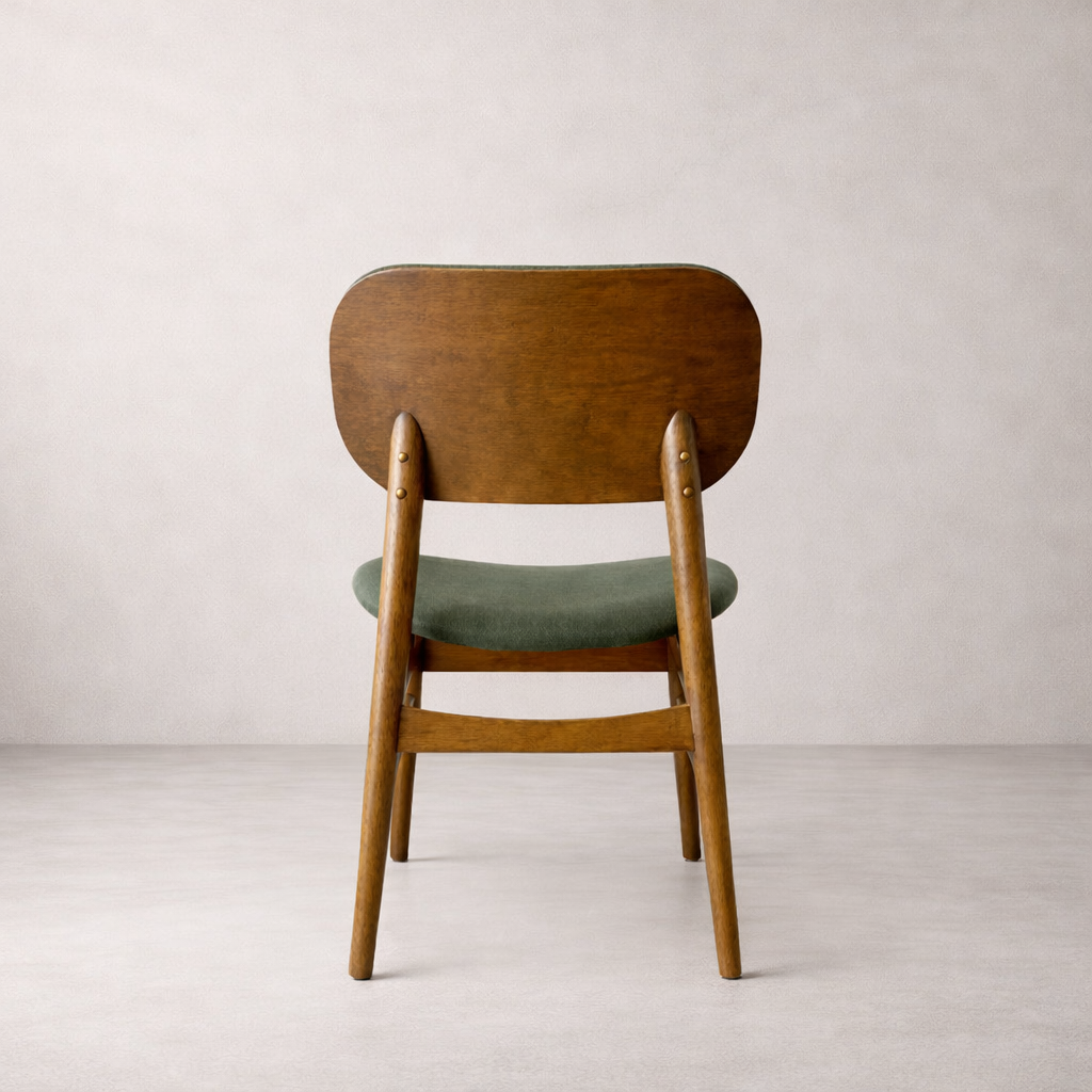 Ivy Solid Wood Dining Chair - Smoked Oak and Moss Green
