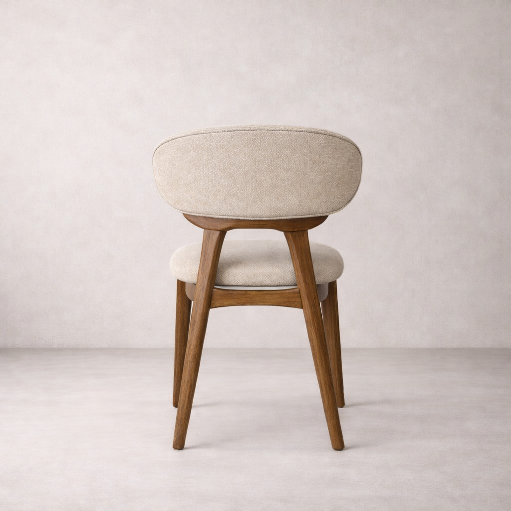 Samantha Solid Wood Dining Chair - Smoked Oak and Soft Sand Beige