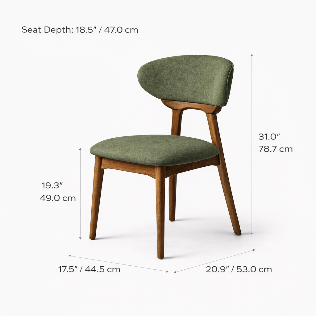 Chaise de salle à manger en bois massif Samantha - Chêne fumé et vert mousse