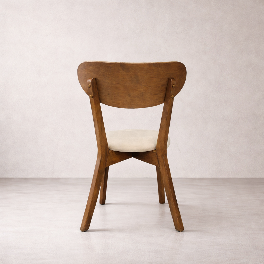 Abby Solid Wood Dining Chair - Smoked Oak and Soft Sand Beige