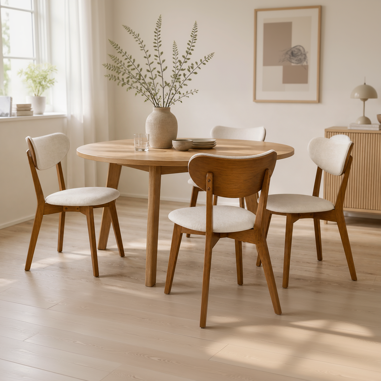 Abby Solid Wood Dining Chair - Smoked Oak and Heathered Ivory