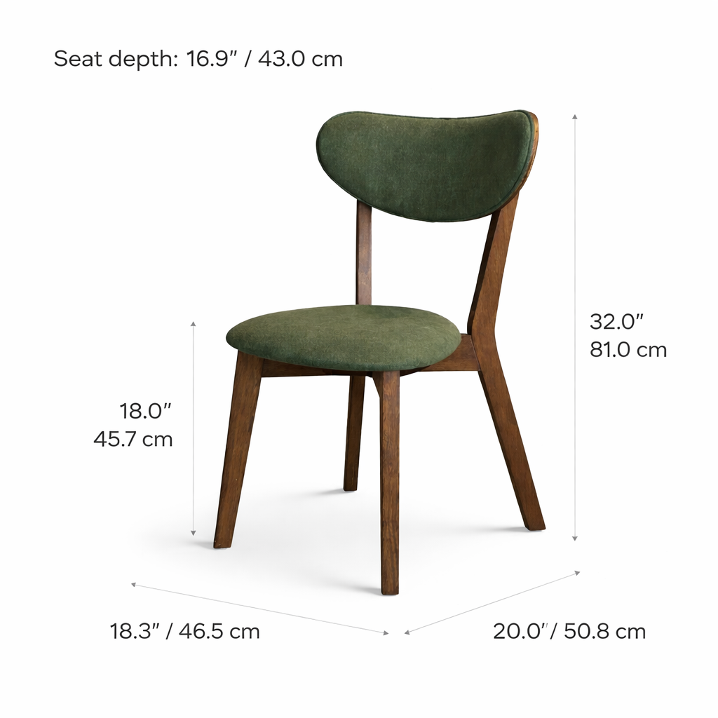Abby Solid Wood Dining Chair - Smoked Oak and Moss Green