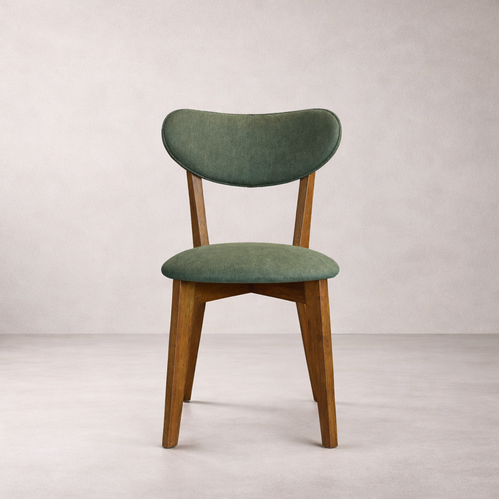 Abby Solid Wood Dining Chair - Smoked Oak and Moss Green