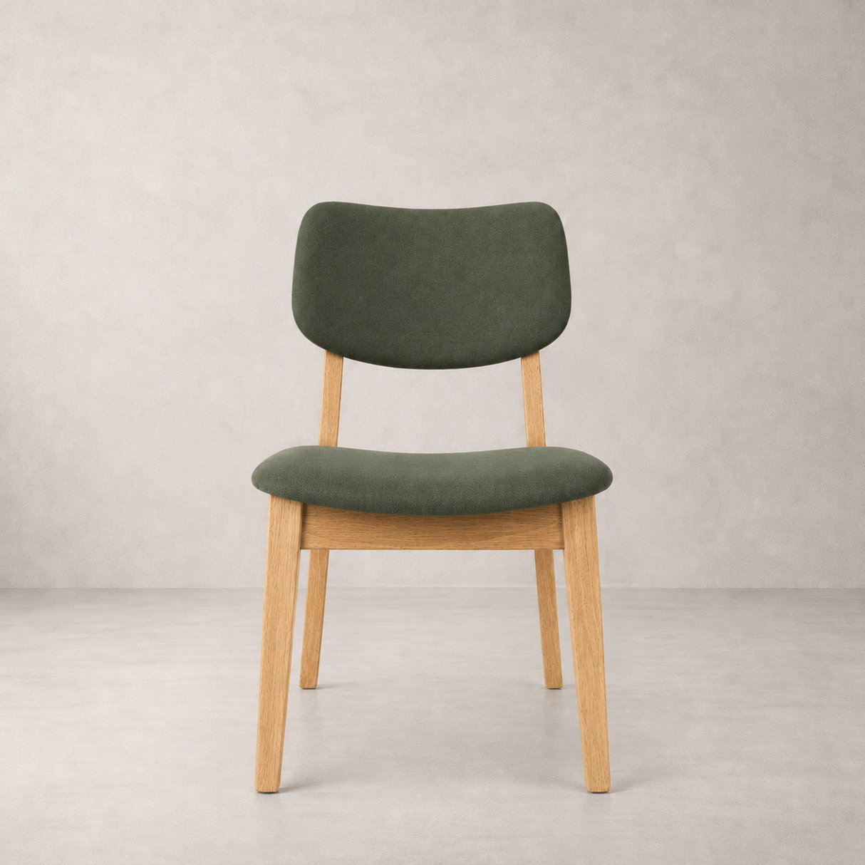Clara Solid Wood Dining Chair - Natural Oak and Moss Green