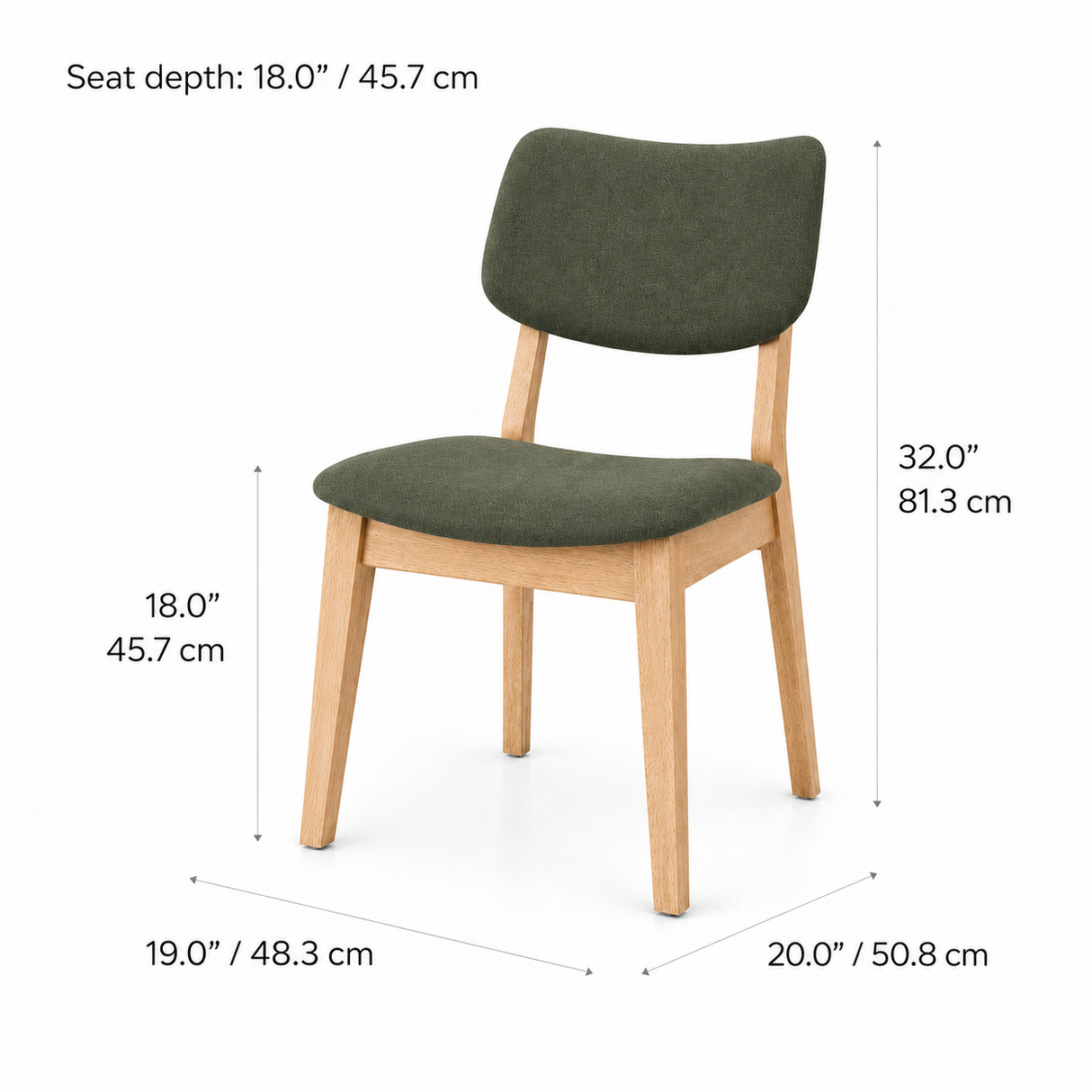 Clara Solid Wood Dining Chair - Natural Oak and Moss Green