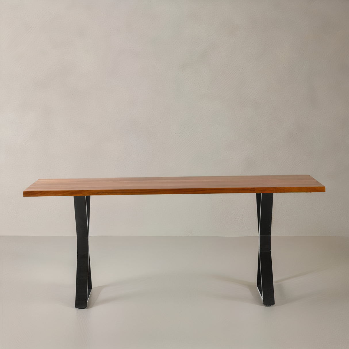 ACACIA Straight Edge Solid Wood Table, Natural, 59.1", X Cross Legs