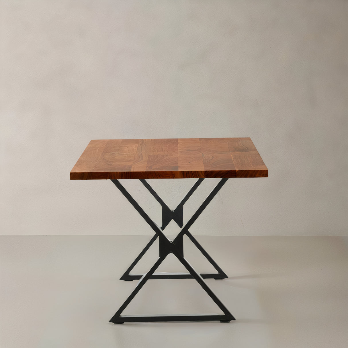 ACACIA Straight Edge Solid Wood Table, Natural, 59.1", X Cross Legs