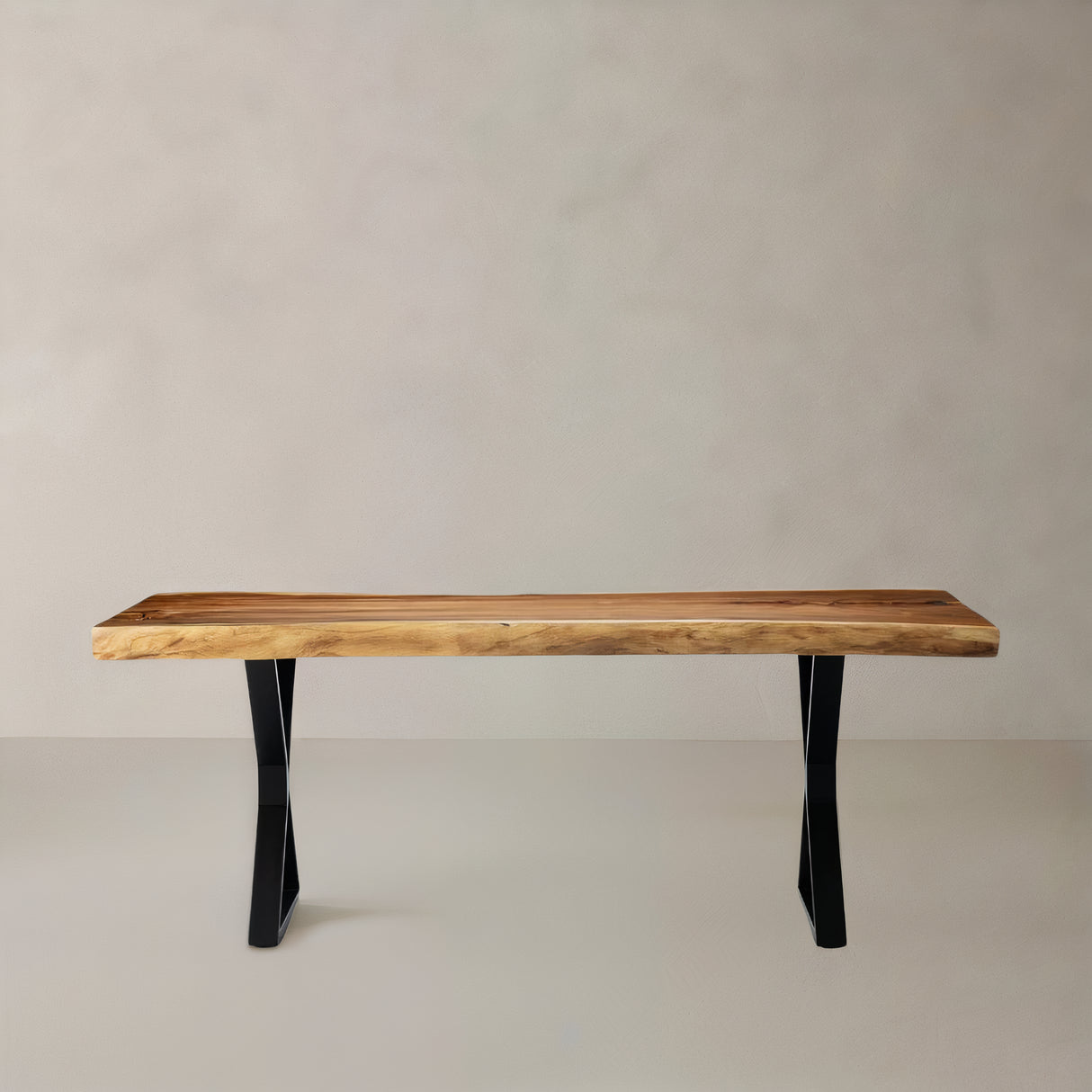 SUAR Live Edge Solid Wood Table, Natural, 70.9", X Cross Legs