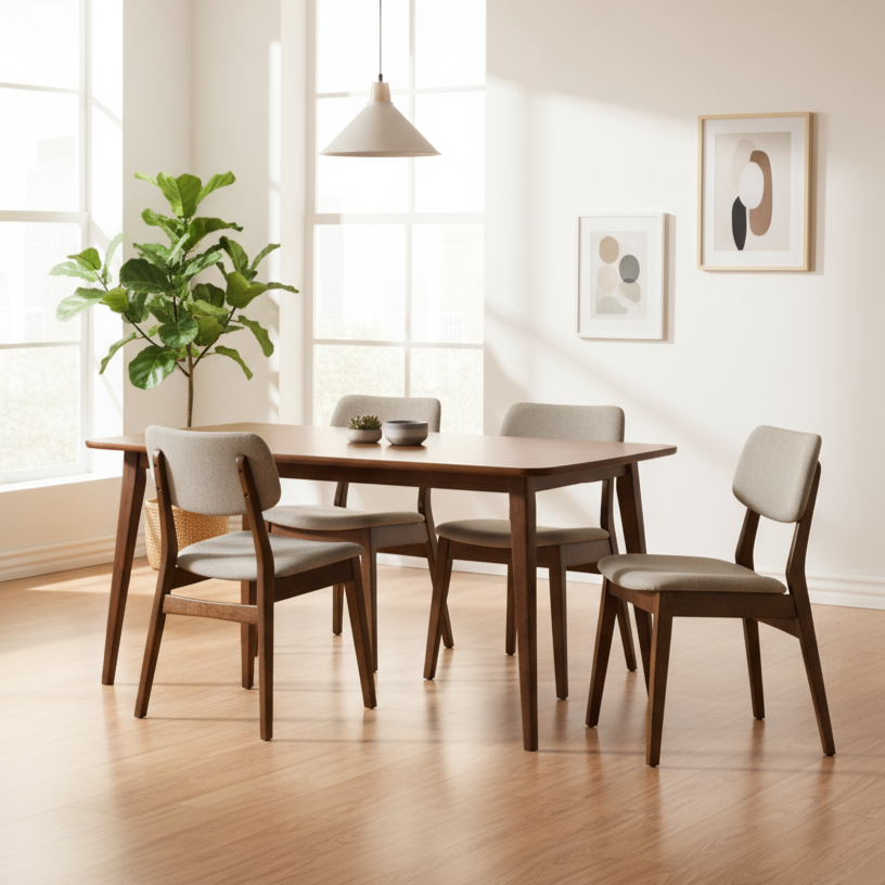 OSLO Solid Wood Dining Table, Walnut, 59.1"