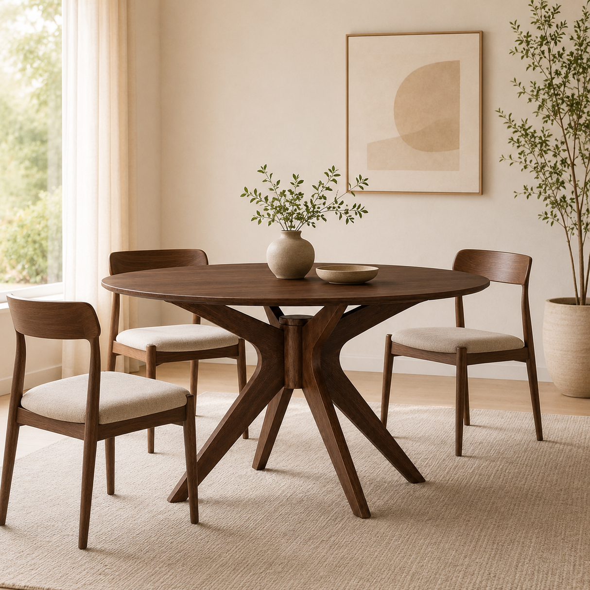 Paris 47.2" Solid Wood Dining Table - Walnut