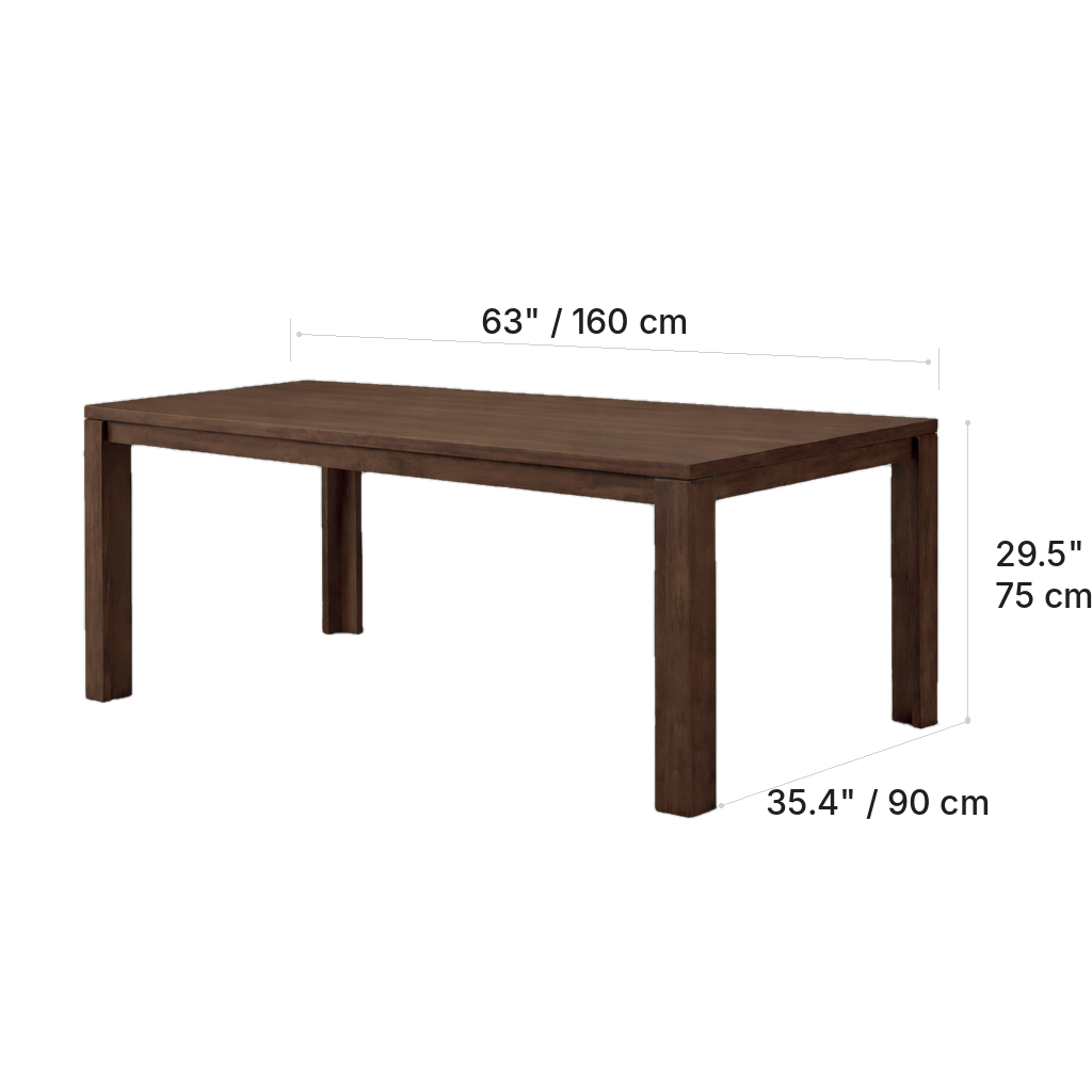 Vienna 63" Solid Wood Dining Table - Walnut