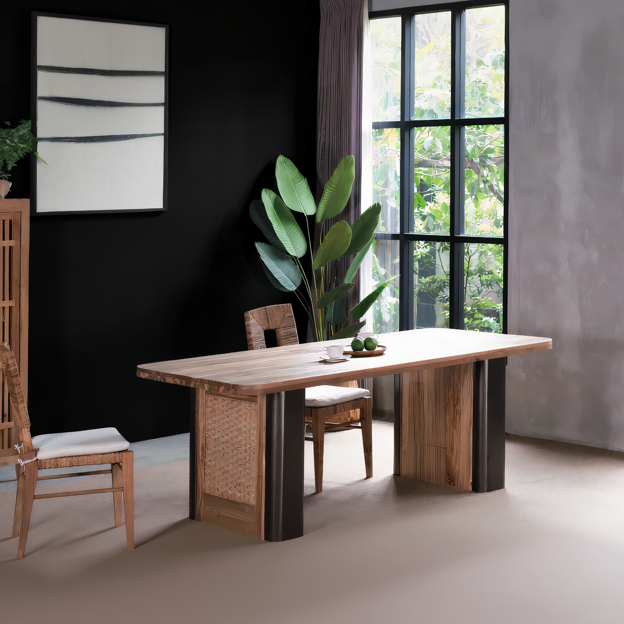 BROOKLYN Solid Teak Dining Table, Natural, 86.6"