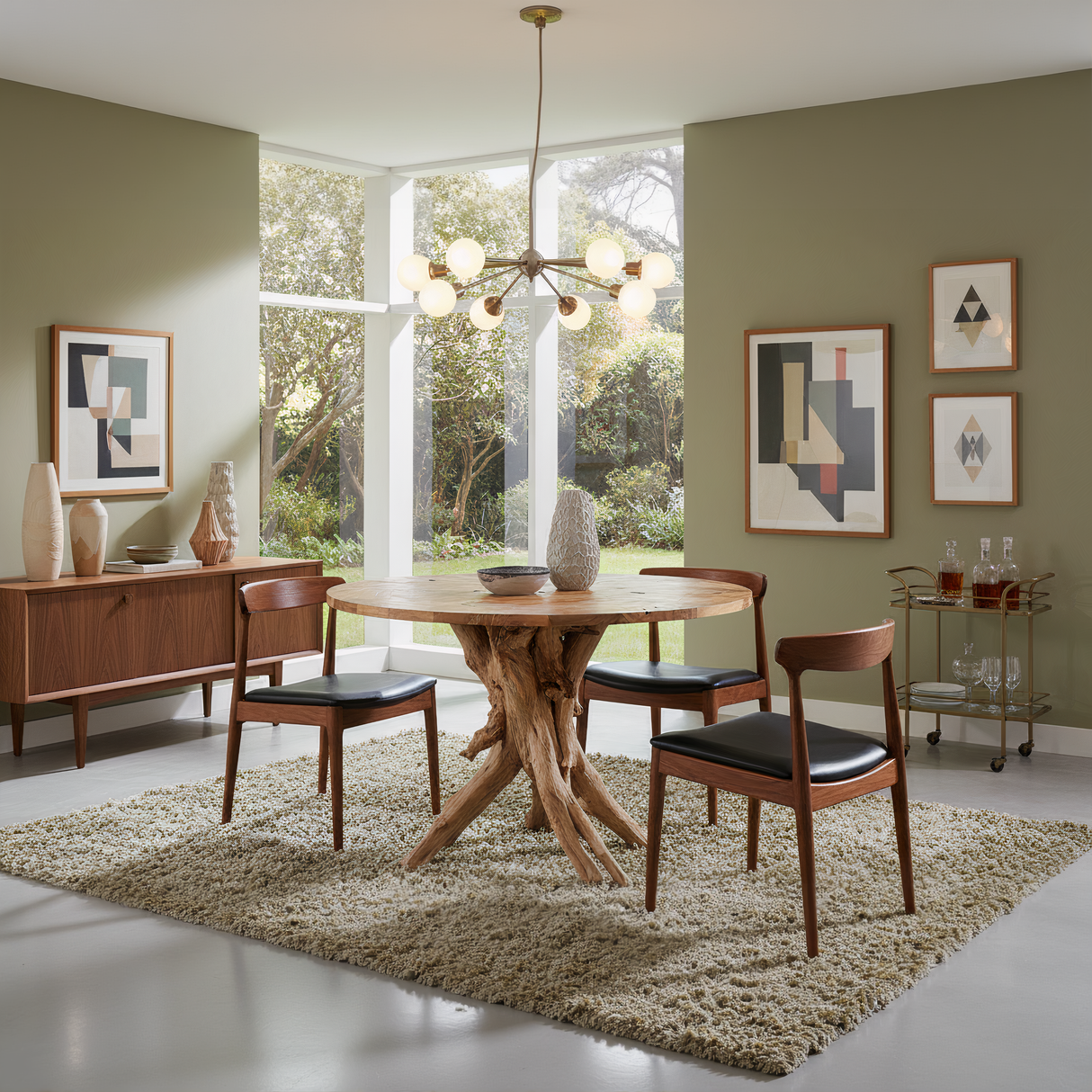 RACINE Solid Teak Dining Table, Natural, 39.4"