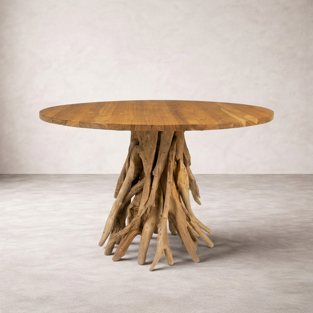 Racine Round Solid Teak Dining Table, 39.4”