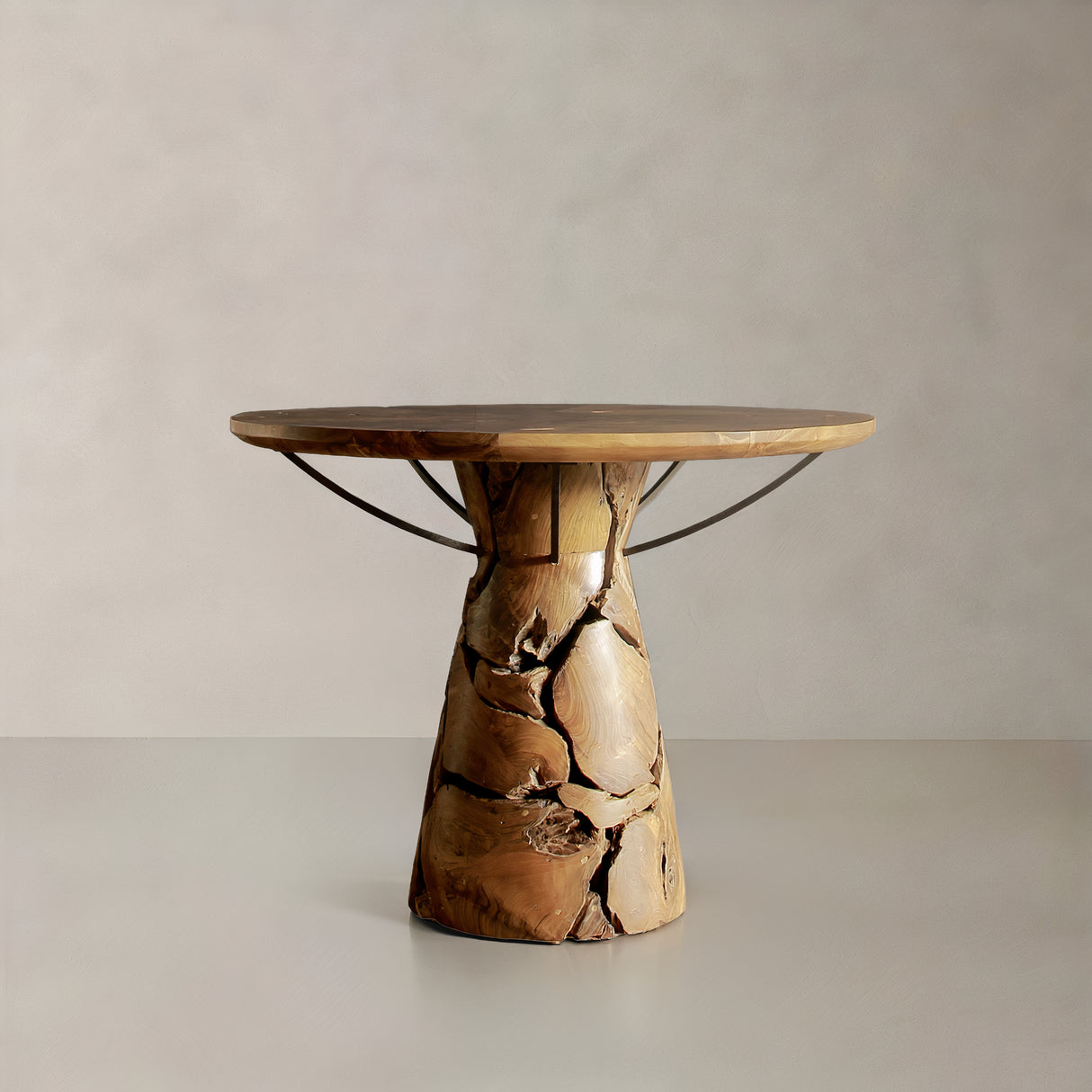 TIERRA Solid Teak Dining Table, Natural, 39.4"