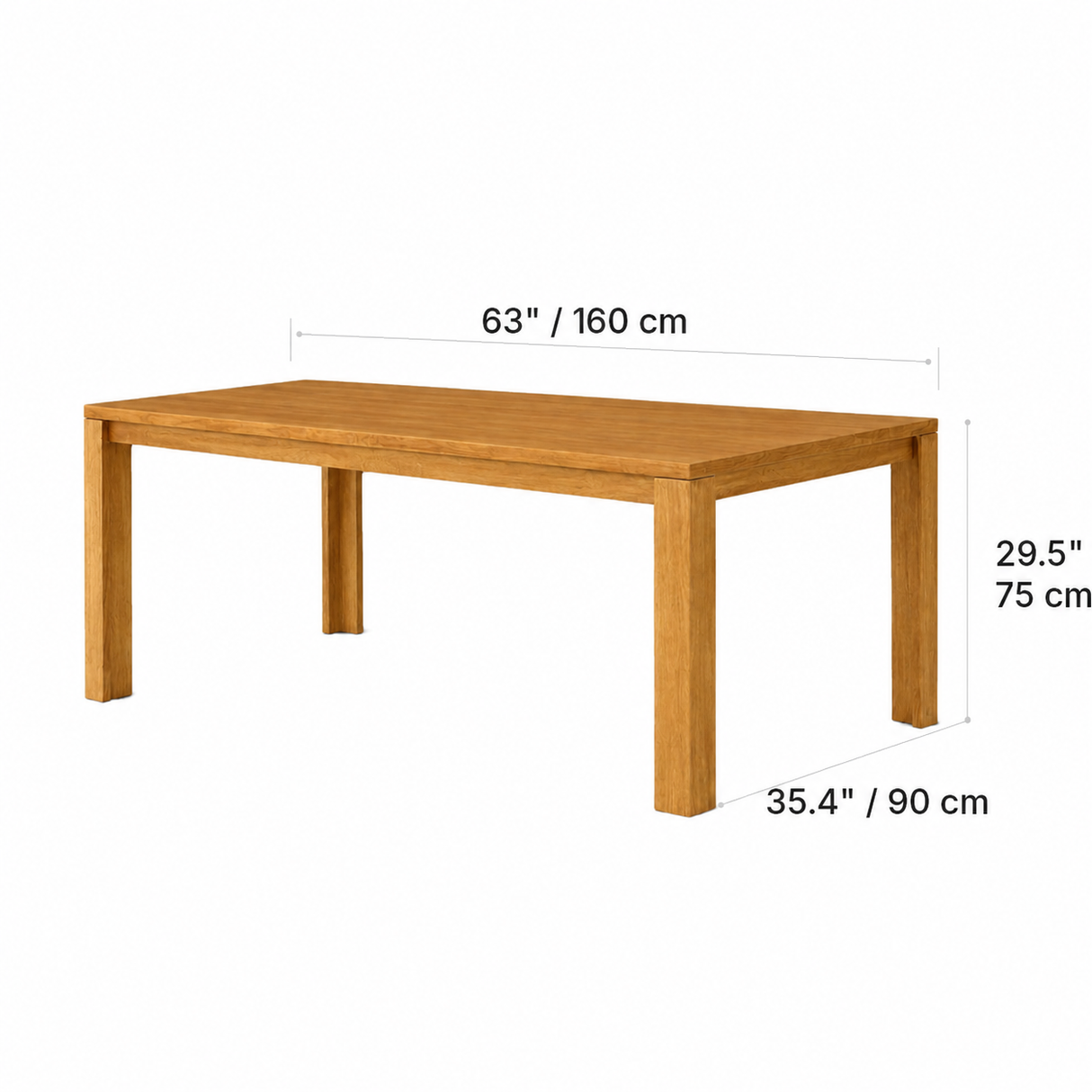 Vienna 63" Solid Wood Dining Table - Natural Oak