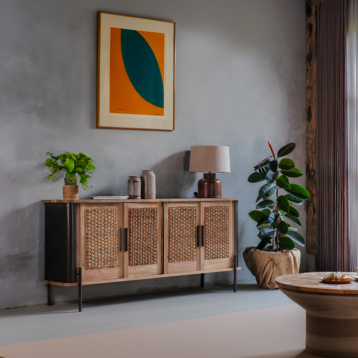 BROOKLYN Solid Teak Sideboard, Natural, 66.9"