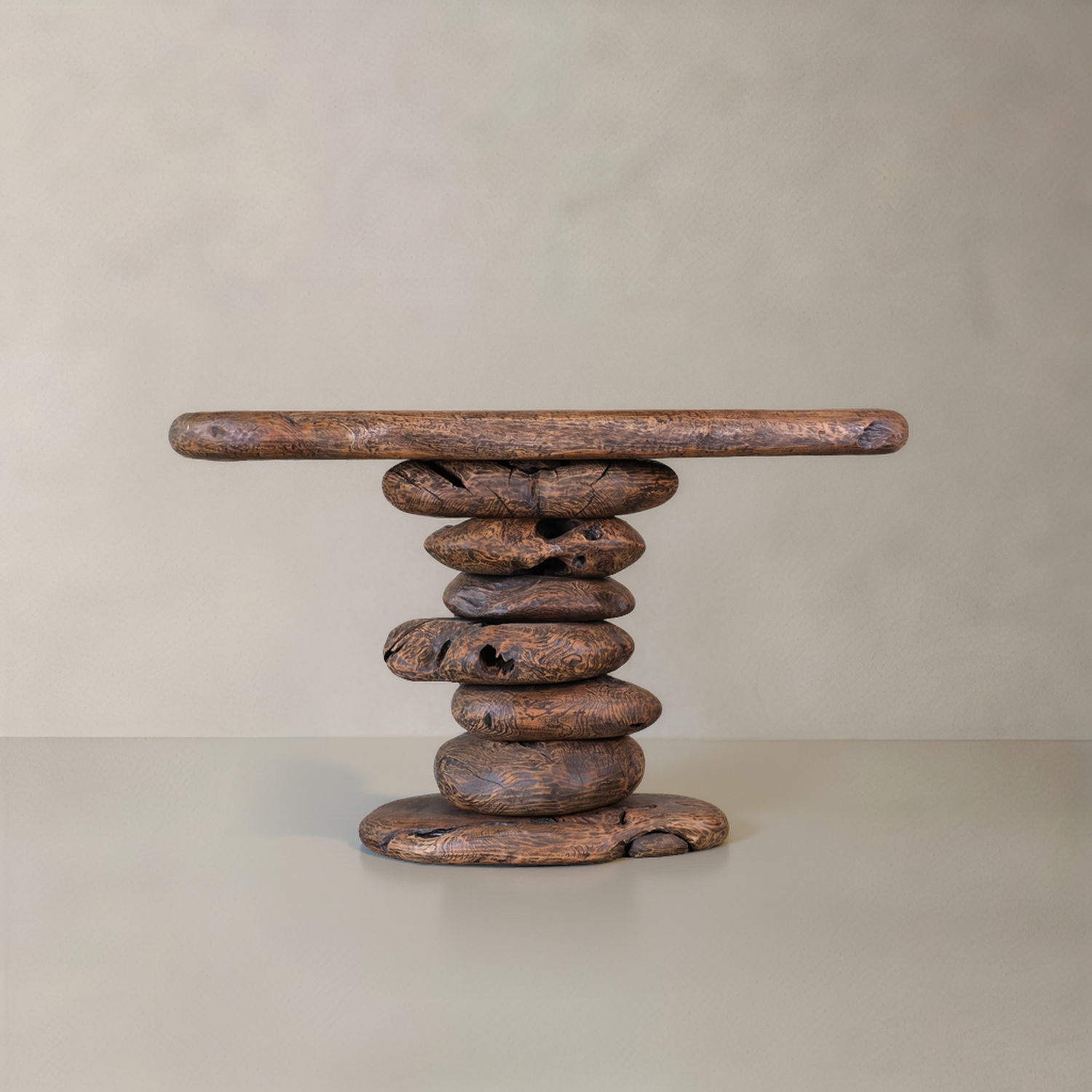 ROCHEFORT Console en teck massif, naturel